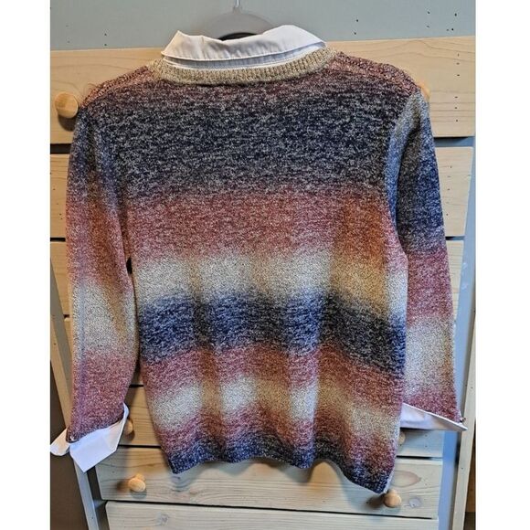 Al­fred Dun­ner Knit Lay­ered Look Sweater- Medium- ombre, fall, work, casual - Picture 2 of 11
